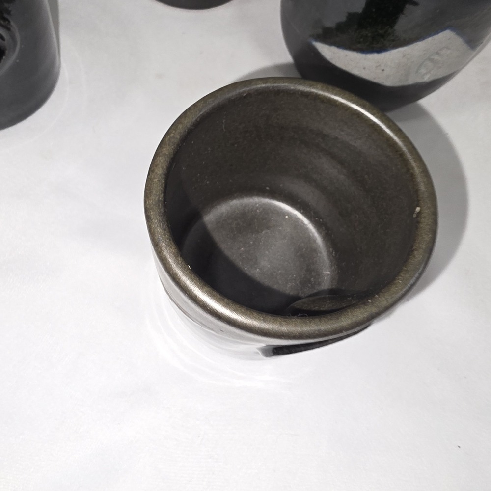 Set Of 4 Modernist Yunomi Japanese Ceramic Stoneware Sake Tea Expresso Cups - Picture 5 of 8